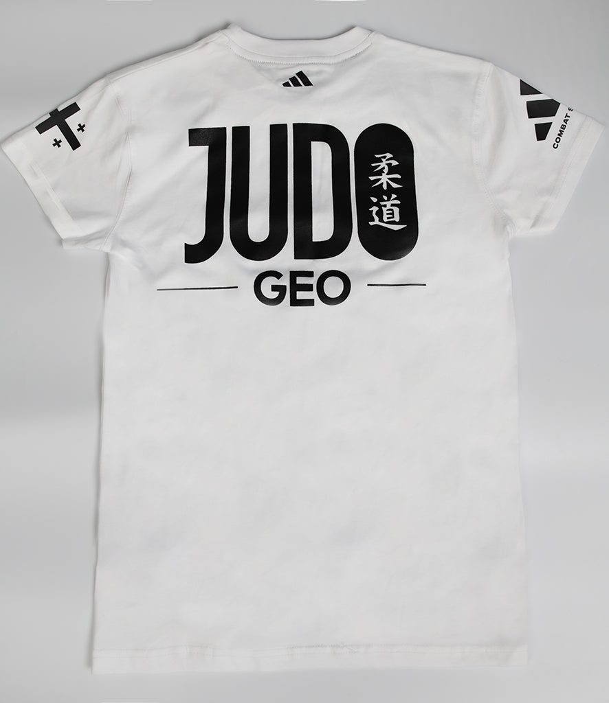 Adidas Judo T-Shirt close up of logo and fabric texture