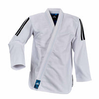 Adidas Contest Tropical Leaf BJJ ceketi, siyah çizgili beyaz — önden görünüm
