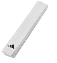 Adidas Judo and Karate White Belt with woven label logo close up