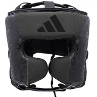 Adidas Combat 50 Head Guard front view black gold boxing protection