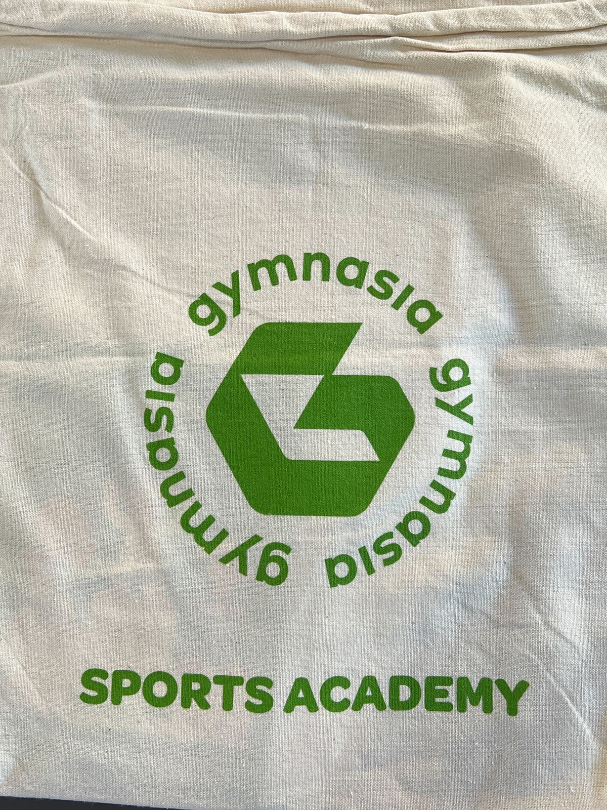 Sport Academy canvas tote bag in black and white with logo, suitable for gym and shopping