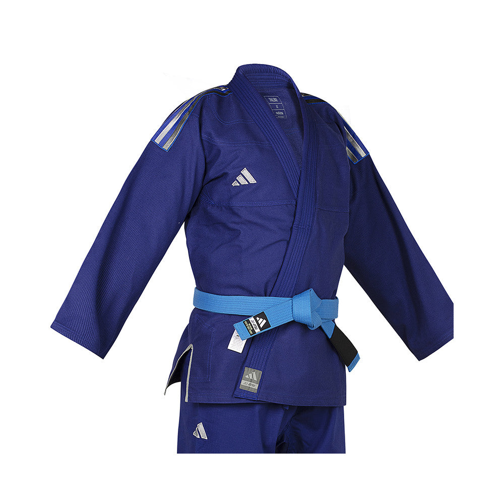 Blue Adidas BJJ uniform, front view
