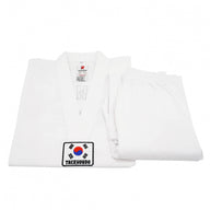 Detailed stitching on taekwondo uniform collar