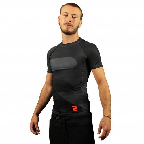 Fight Art Short-Sleeved Rash Guard black front view for MMA and BJJ training