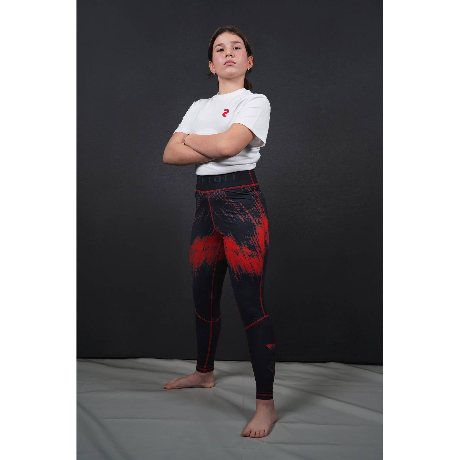 Fight Art Fire Model Men's Spats front view compression leggings for BJJ and MMA