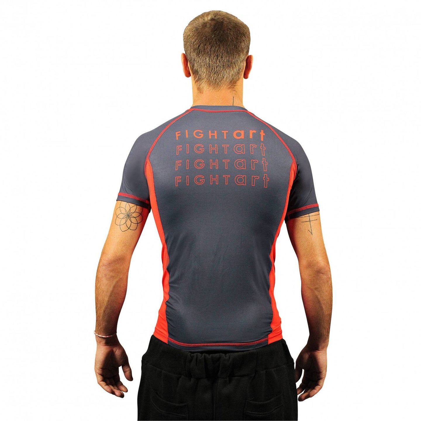 Fight Art Typo Rash Guard back view close up of material